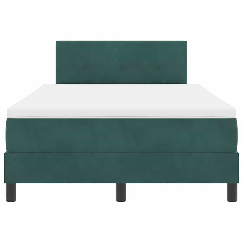 vidaXL Boxrugós ágy fejtámlával Sötétzöld 120 x 190 cm Bársony