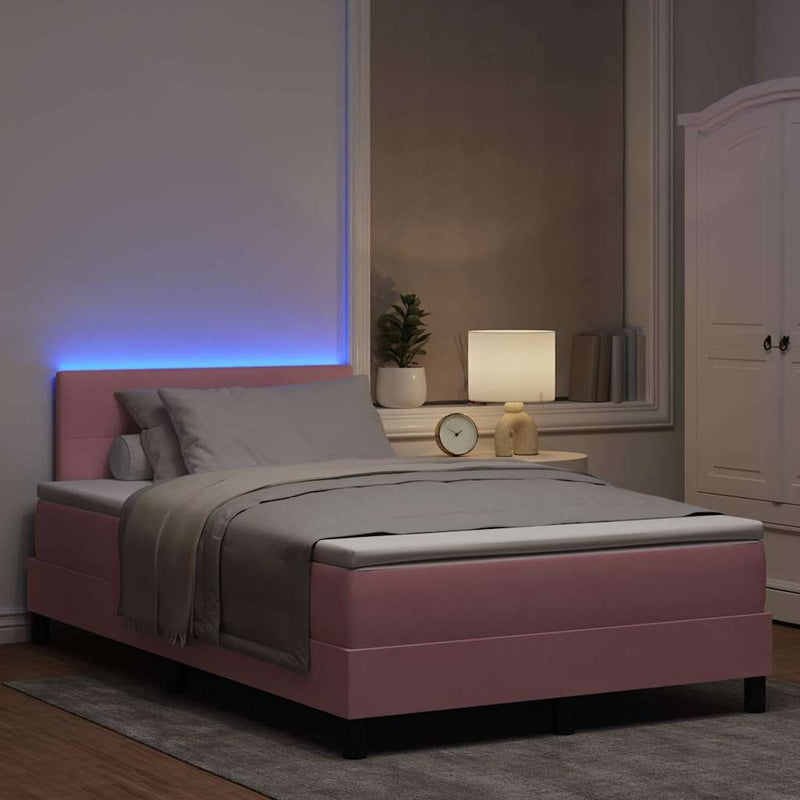 vidaXL Boxrugós ágy fejtámlával Rózsaszín 120 x 190 cm Bársony