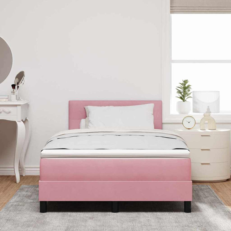 vidaXL Boxrugós ágy fejtámlával Rózsaszín 120 x 190 cm Bársony