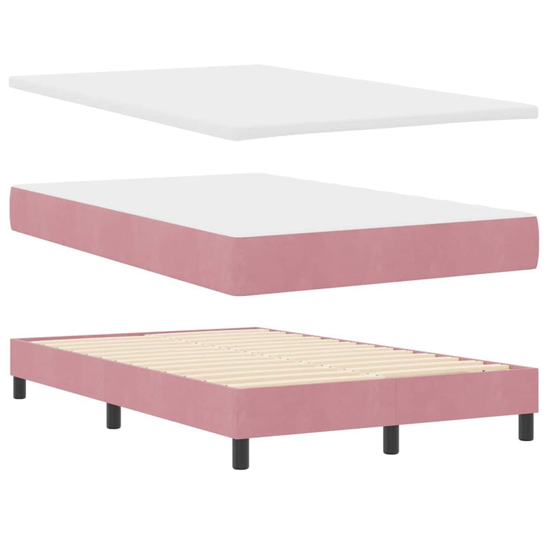vidaXL Boxrugós ágy fejtámlával Rózsaszín 120 x 190 cm Bársony