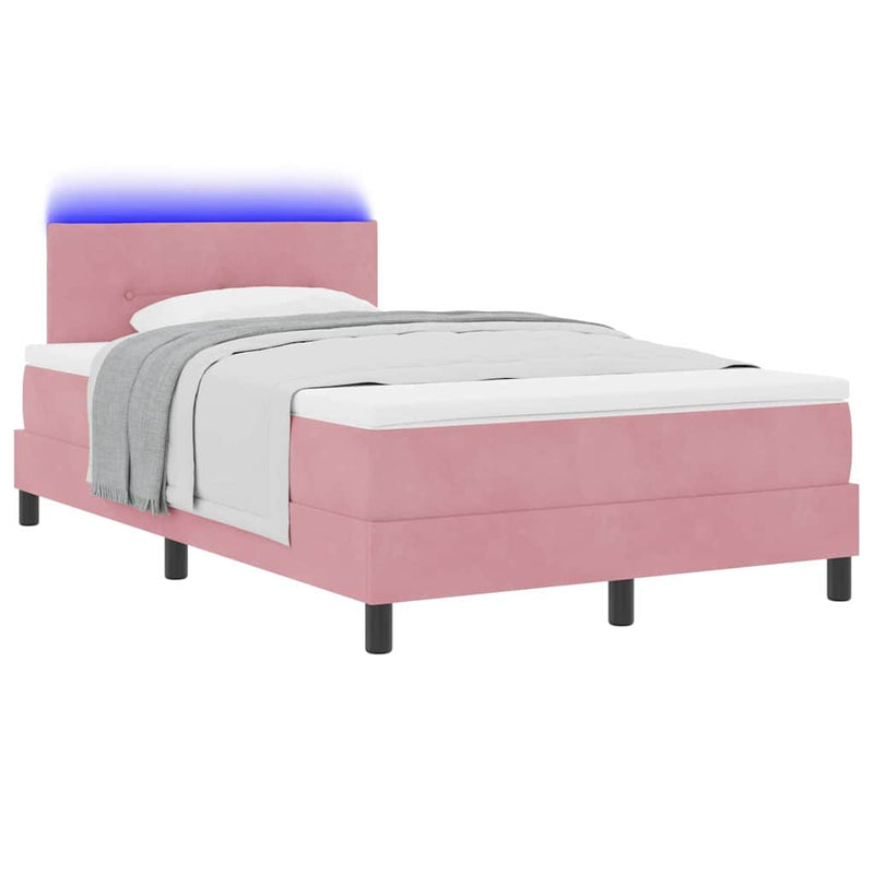 vidaXL Boxrugós ágy fejtámlával Rózsaszín 120 x 190 cm Bársony