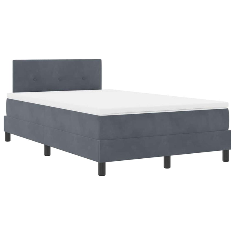vidaXL Boxrugós ágy matracmal Sötétszürke 120 x 200 cm Bársony