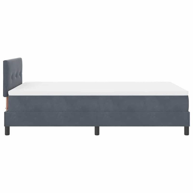 vidaXL Boxrugós ágy matracmal Sötétszürke 120 x 200 cm Bársony