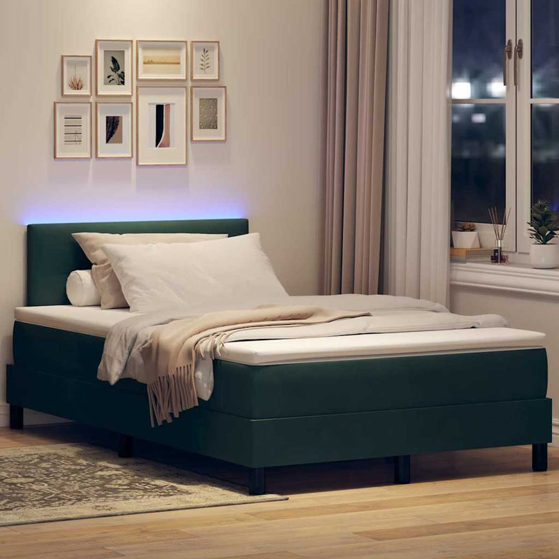 vidaXL Boxrugós ágy fejtámlával Sötétzöld 120 x 200 cm Bársony