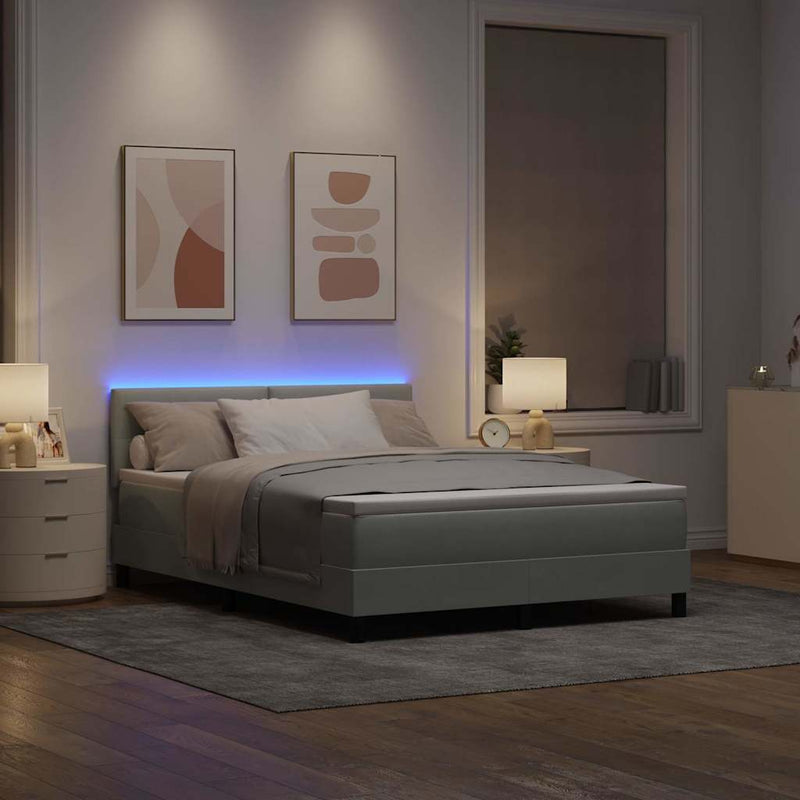 vidaXL Boxrugós ágy fejtámlával Világosszürke 160 x 200 cm Bársony