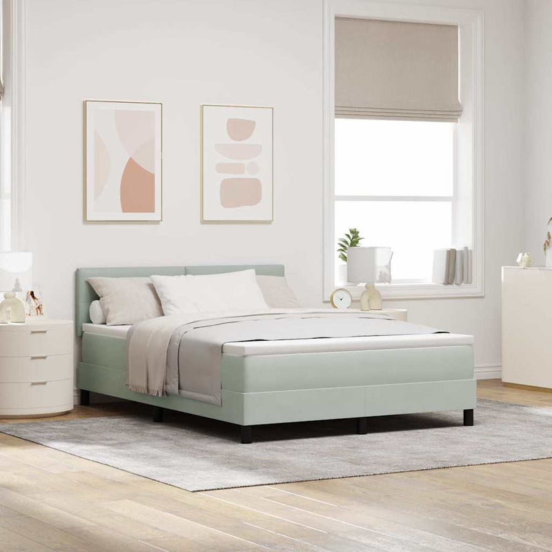 vidaXL Boxrugós ágy fejtámlával Világosszürke 160 x 200 cm Bársony