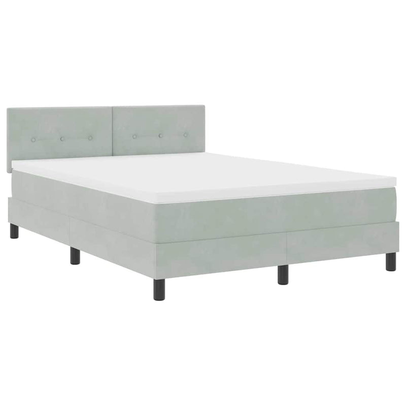 vidaXL Boxrugós ágy fejtámlával Világosszürke 160 x 200 cm Bársony