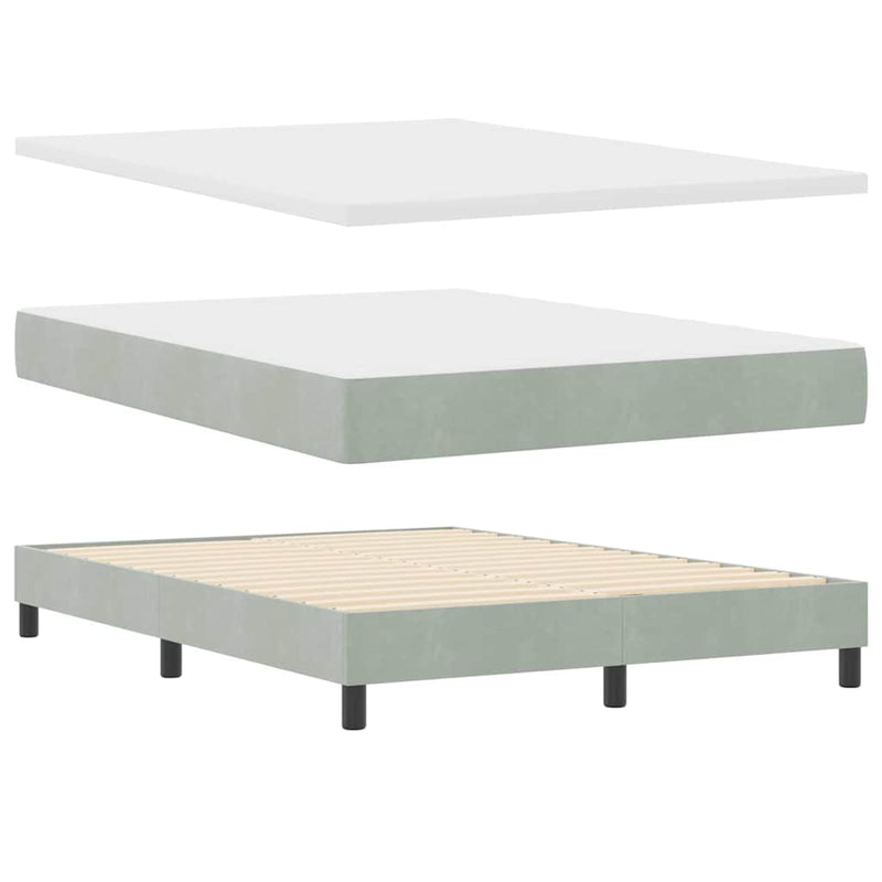 vidaXL Boxrugós ágy fejtámlával Világosszürke 160 x 200 cm Bársony