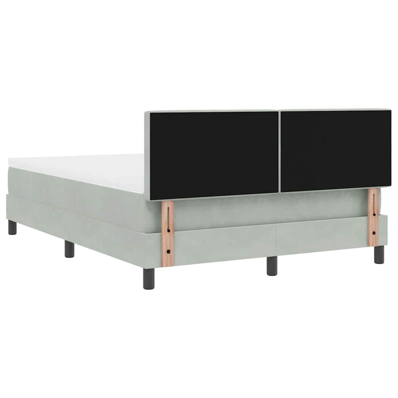 vidaXL Boxrugós ágy fejtámlával Világosszürke 160 x 200 cm Bársony