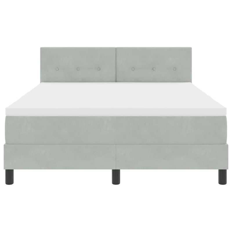 vidaXL Boxrugós ágy fejtámlával Világosszürke 160 x 200 cm Bársony