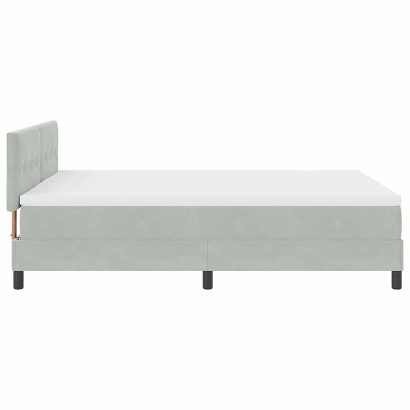 vidaXL Boxrugós ágy fejtámlával Világosszürke 160 x 200 cm Bársony