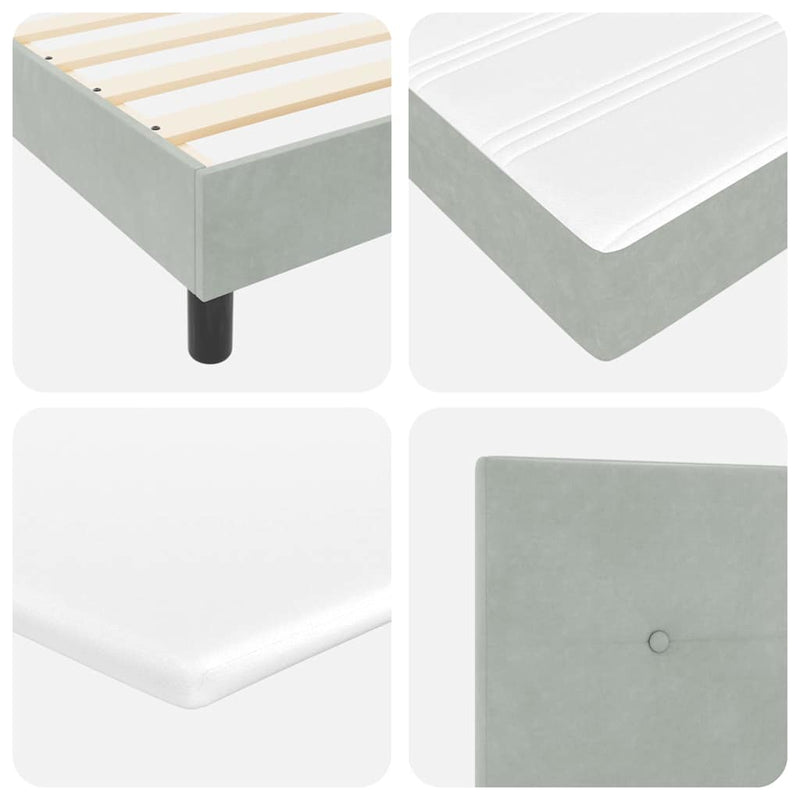 vidaXL Boxrugós ágy fejtámlával Világosszürke 200 x 200 cm Bársony