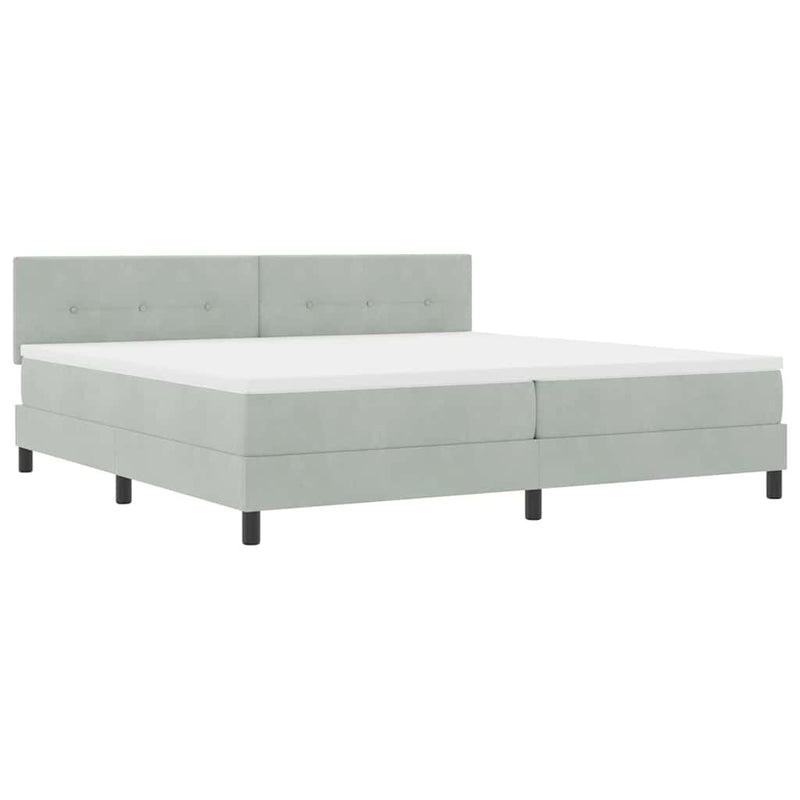 vidaXL Boxrugós ágy fejtámlával Világosszürke 200 x 200 cm Bársony