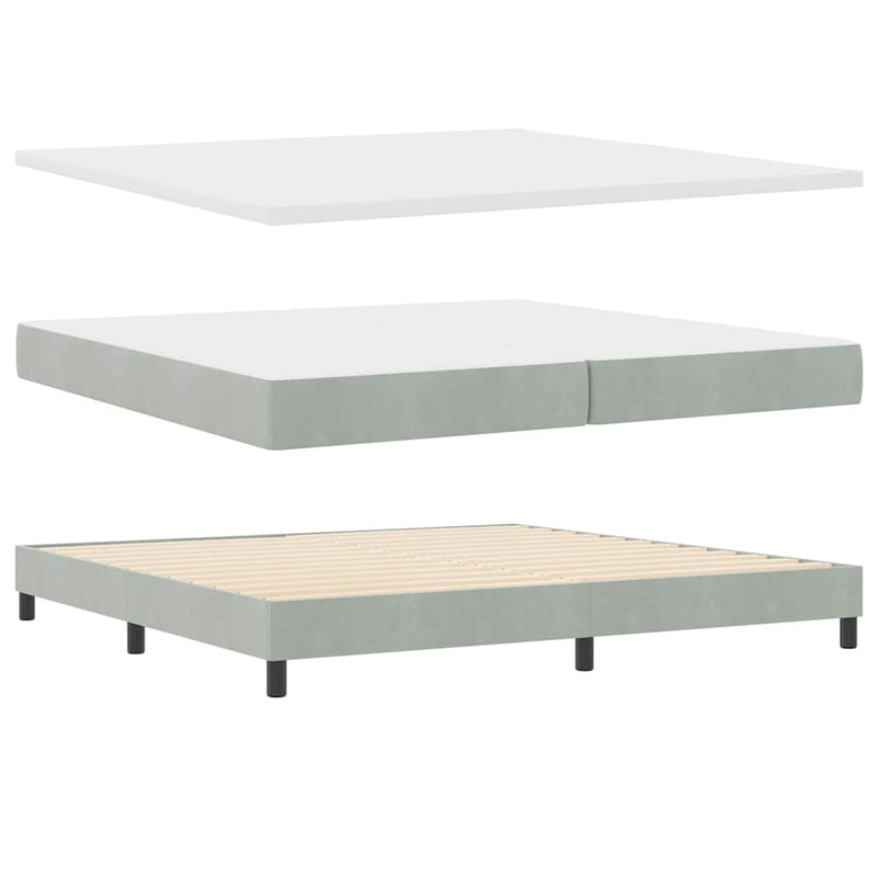 vidaXL Boxrugós ágy fejtámlával Világosszürke 200 x 200 cm Bársony