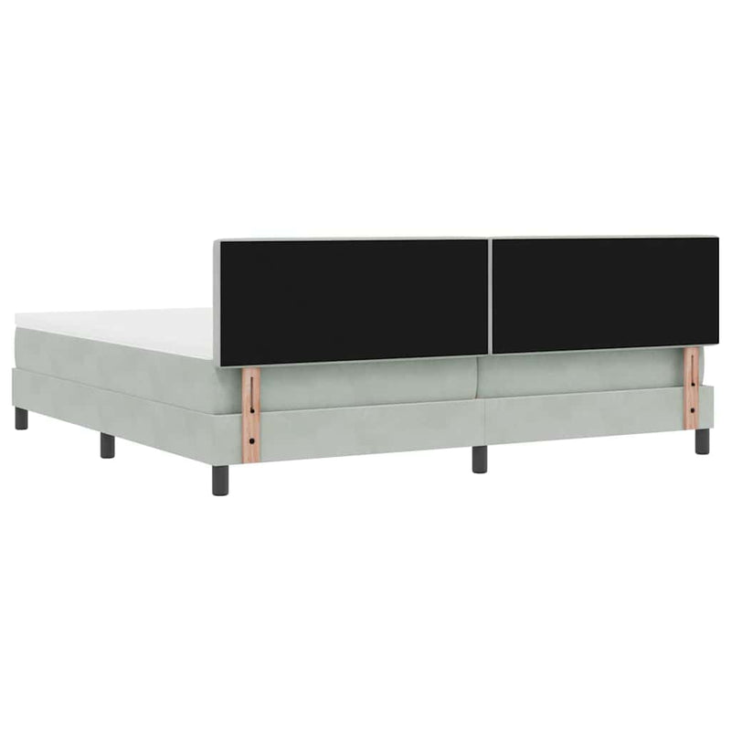 vidaXL Boxrugós ágy fejtámlával Világosszürke 200 x 200 cm Bársony