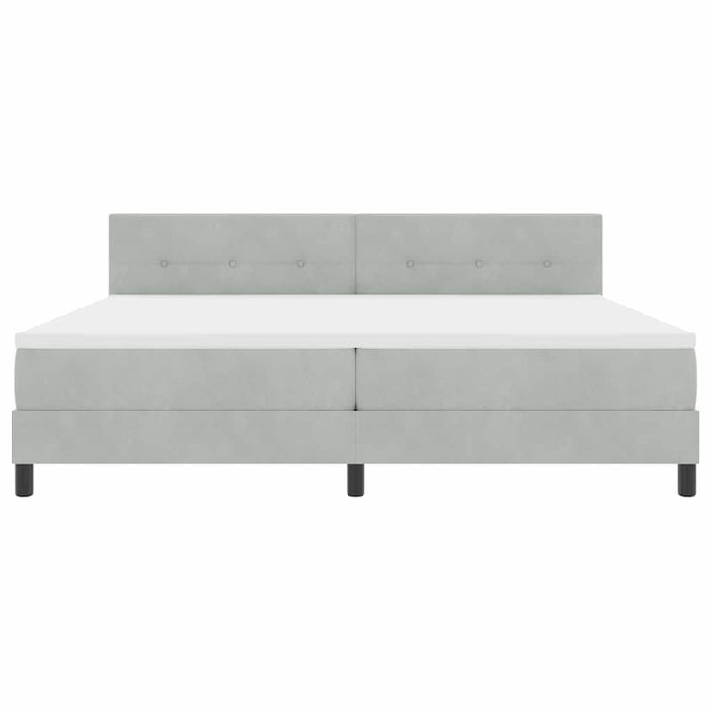 vidaXL Boxrugós ágy fejtámlával Világosszürke 200 x 200 cm Bársony