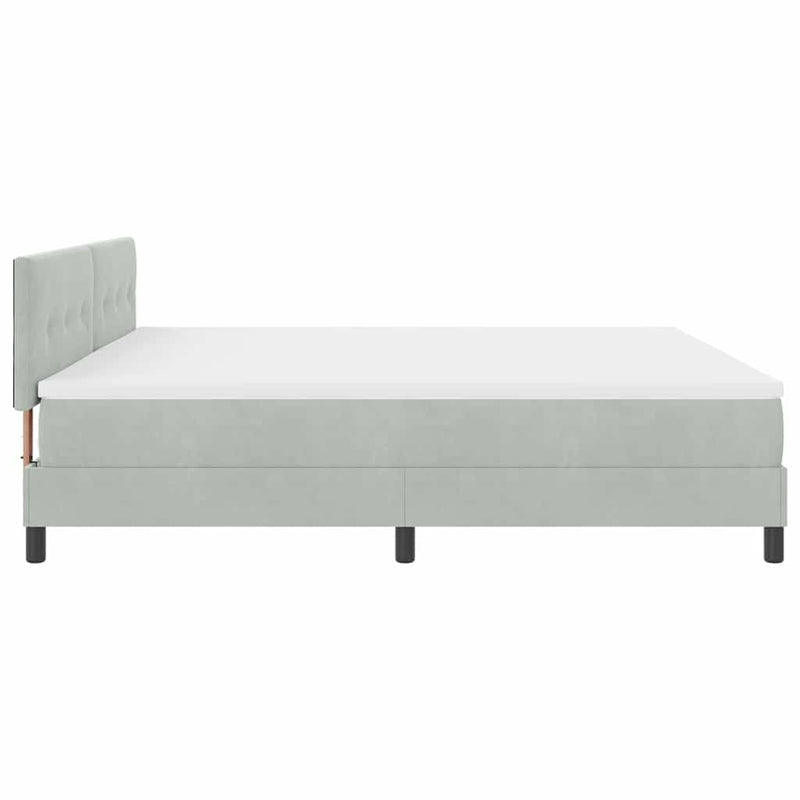 vidaXL Boxrugós ágy fejtámlával Világosszürke 200 x 200 cm Bársony