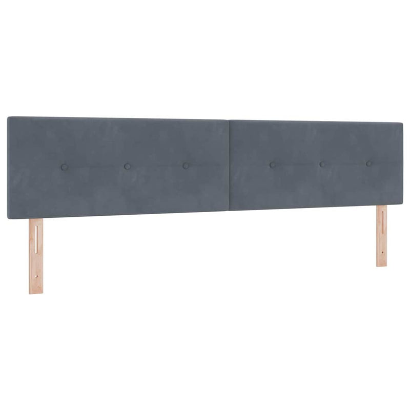 vidaXL Boxrugós ágy fejtámlával Sötétszürke 200 x 200 cm Bársony