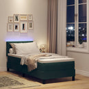 vidaXL LED Box Spring Ágy fejtámlával Sötétzöld 80 x 200 cm Bársony