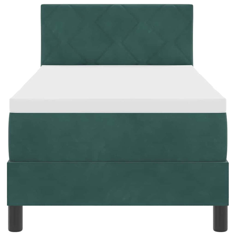 vidaXL Boxrugós ágy fejtámlával Sötétzöld 80 x 200 cm Bársony
