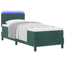vidaXL LED Box Spring Ágy fejtámlával Sötétzöld 80 x 200 cm Bársony