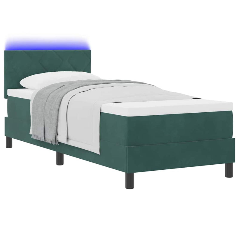 vidaXL Boxrugós ágy fejtámlával Sötétzöld 80 x 200 cm Bársony