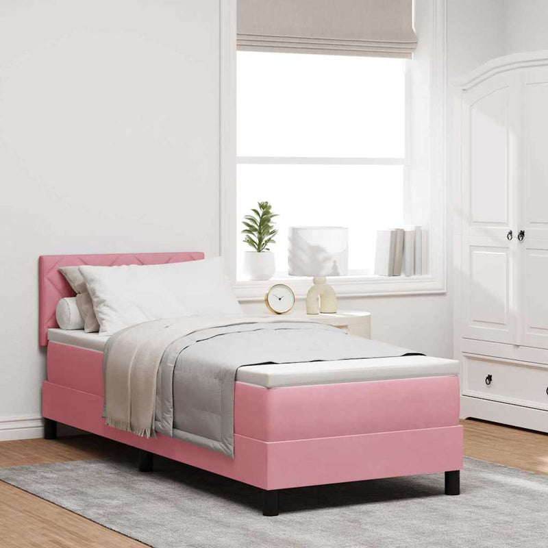 vidaXL Boxrugós ágy fejtámlával Rózsaszín 80 x 200 cm Bársony