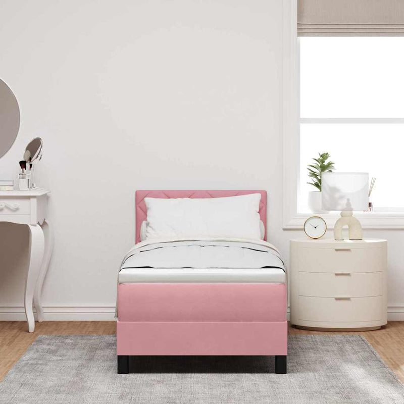 vidaXL Boxrugós ágy fejtámlával Rózsaszín 80 x 200 cm Bársony