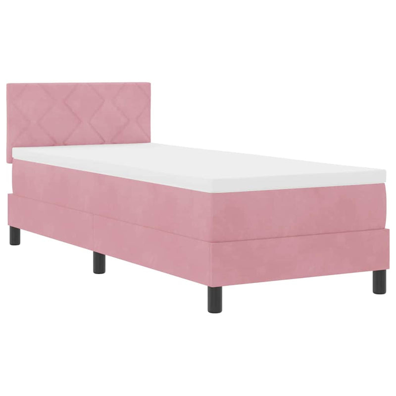 vidaXL Boxrugós ágy fejtámlával Rózsaszín 80 x 200 cm Bársony