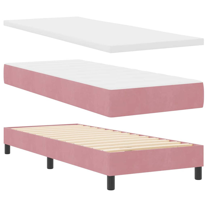 vidaXL Boxrugós ágy fejtámlával Rózsaszín 80 x 200 cm Bársony