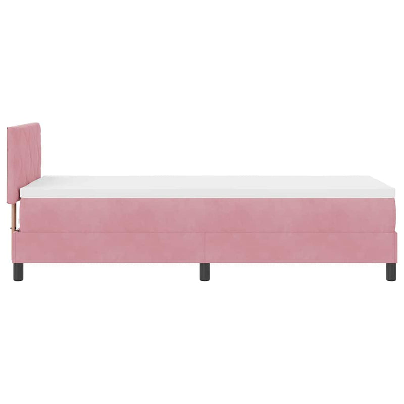 vidaXL Boxrugós ágy fejtámlával Rózsaszín 80 x 200 cm Bársony
