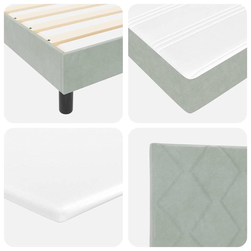 vidaXL Boxrugós ágy fejtámlával Világosszürke 90 x 190 cm Bársony
