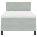vidaXL Boxrugós ágy fejtámlával Világosszürke 90 x 190 cm Bársony