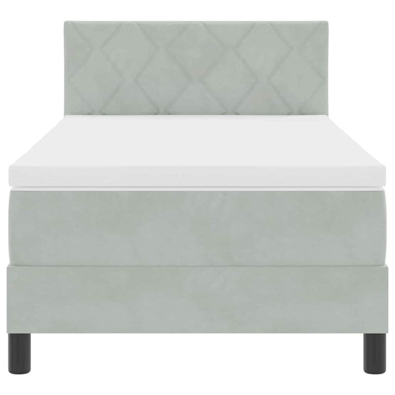 vidaXL Boxrugós ágy fejtámlával Világosszürke 90 x 190 cm Bársony