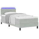 vidaXL LED Box Spring Ágy matracmal Világosszürke 90 x 190 cm Bársony