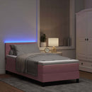 vidaXL LED Box Spring Ágy fejtámlával Rózsaszín 90 x 190 cm Bársony