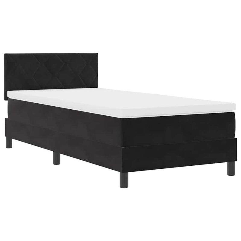vidaXL Boxrugós ágy fejtámlával Fekete 90 x 200 cm Bársony