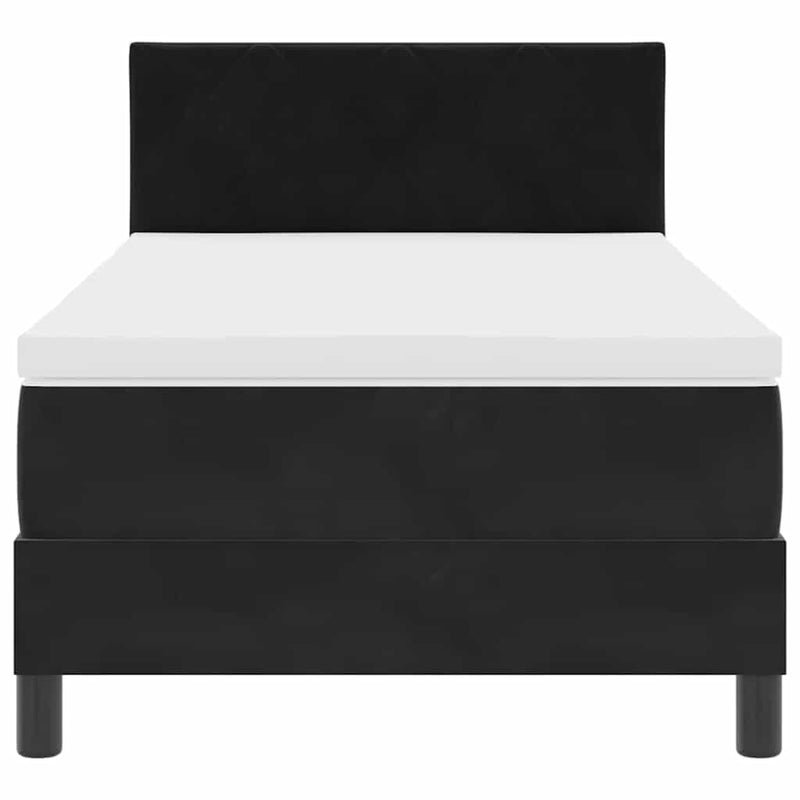 vidaXL Boxrugós ágy fejtámlával Fekete 90 x 200 cm Bársony