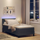 vidaXL LED Box Spring Ágy fejtámlával Sötétszürke 100 x 200 cm Bársony