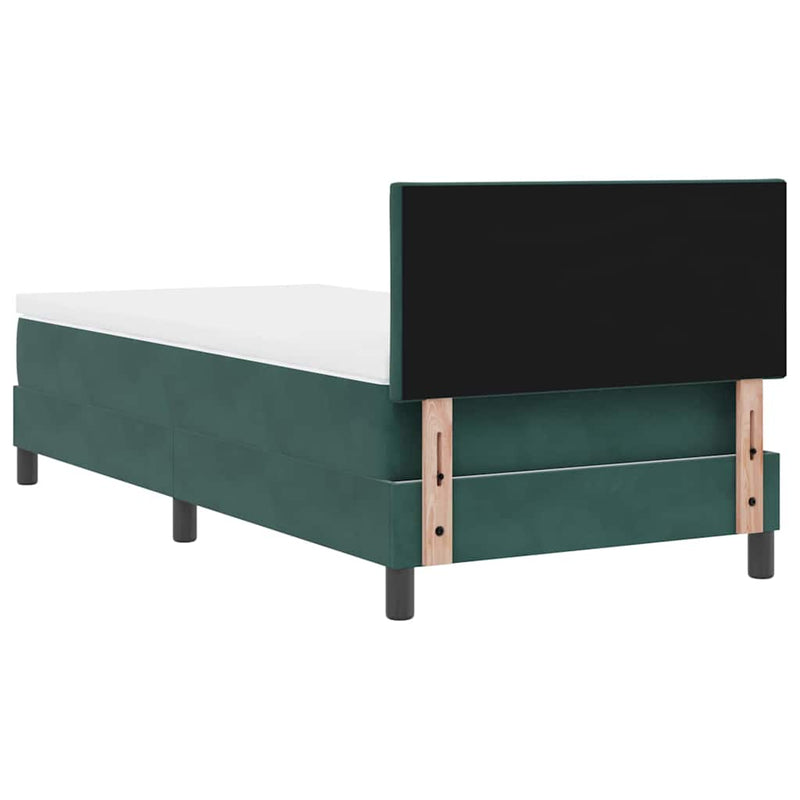 vidaXL Boxrugós ágy fejtámlával Sötétzöld 100 x 200 cm Bársony