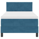 vidaXL Boxrugós ágy fejtámlával Sötétkék 100 x 200 cm Bársony