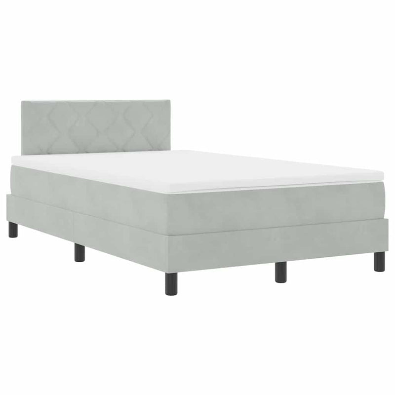 vidaXL Boxrugós ágy fejtámlával Világosszürke 120 x 190 cm Bársony