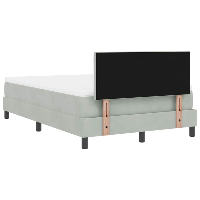 vidaXL Boxrugós ágy fejtámlával Világosszürke 120 x 190 cm Bársony