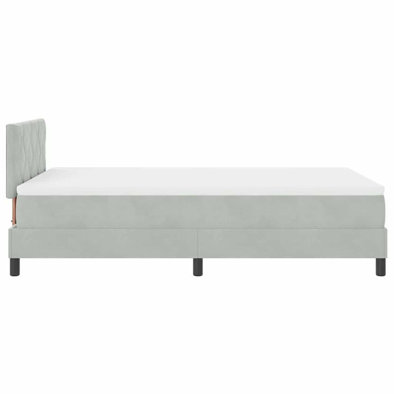 vidaXL Boxrugós ágy fejtámlával Világosszürke 120 x 190 cm Bársony