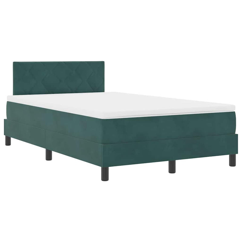 vidaXL Boxrugós ágy fejtámlával Sötétzöld 120 x 190 cm Bársony