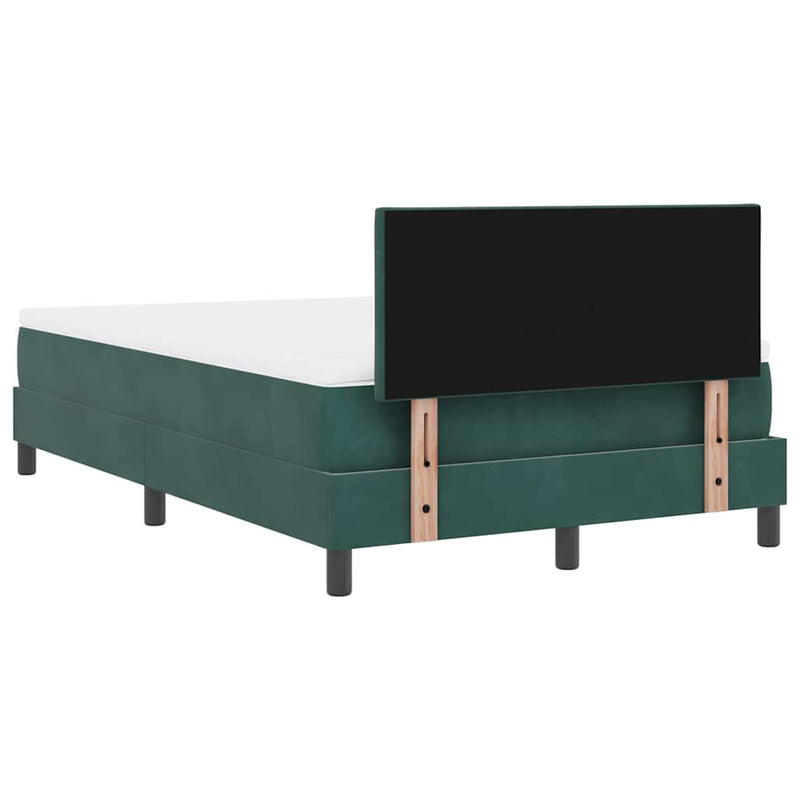 vidaXL Boxrugós ágy fejtámlával Sötétzöld 120 x 190 cm Bársony