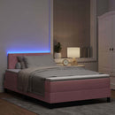 vidaXL LED Box Spring Ágy fejtámlával Rózsaszín 120 x 190 cm Bársony