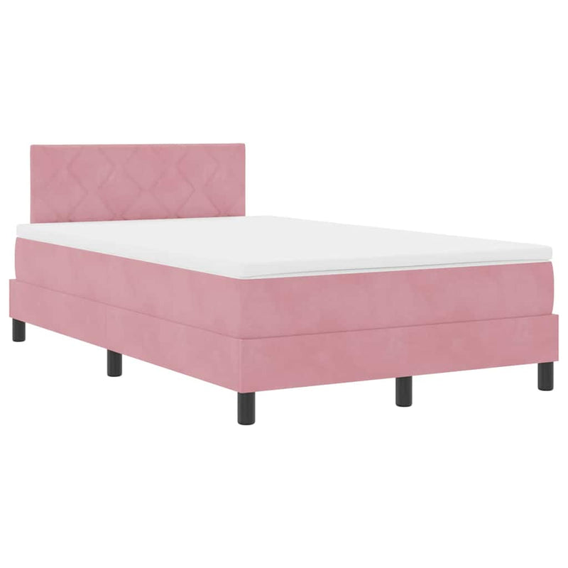 vidaXL Boxrugós ágy fejtámlával Rózsaszín 120 x 190 cm Bársony