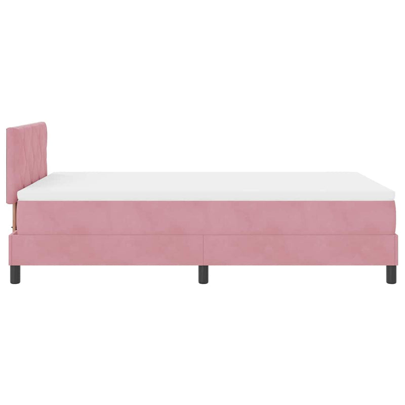 vidaXL Boxrugós ágy fejtámlával Rózsaszín 120 x 190 cm Bársony