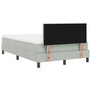 vidaXL LED Box Spring Ágy Világosszürke 120 x 200 cm Bársony